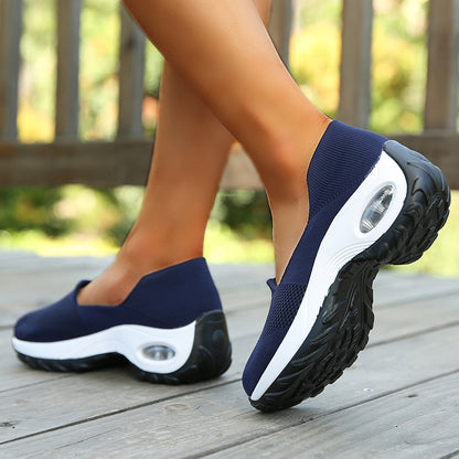 Women's Fly-Woven Fabric Athletic Low Heel Sneakers