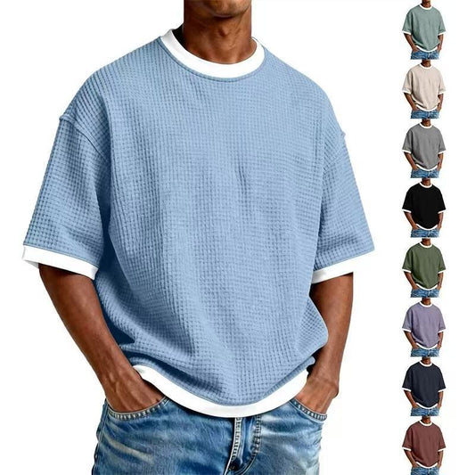 Men's Casual Cotton Short Sleeve T-Shirt with Contrast Trim