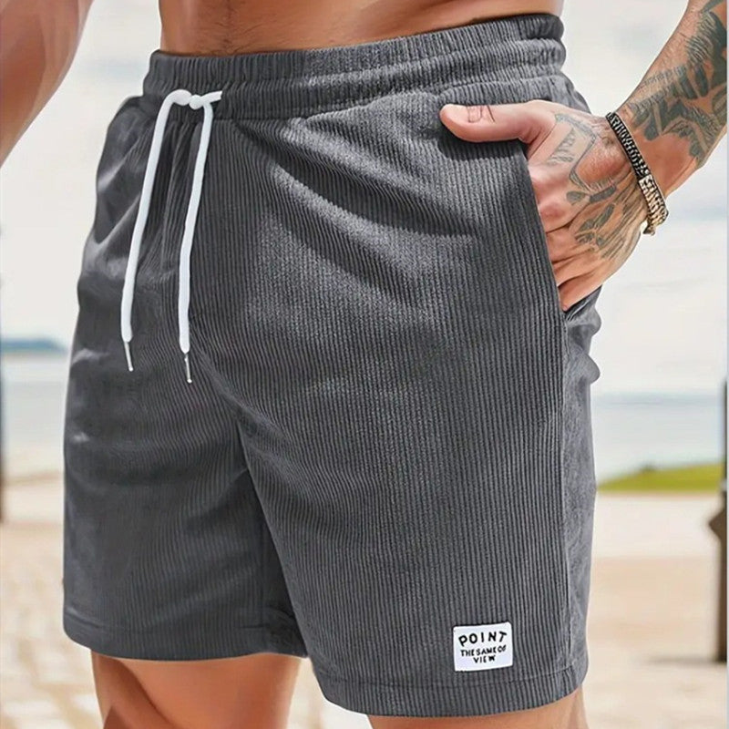 Men's Casual Corduroy Lace-Up Drawstring Shorts