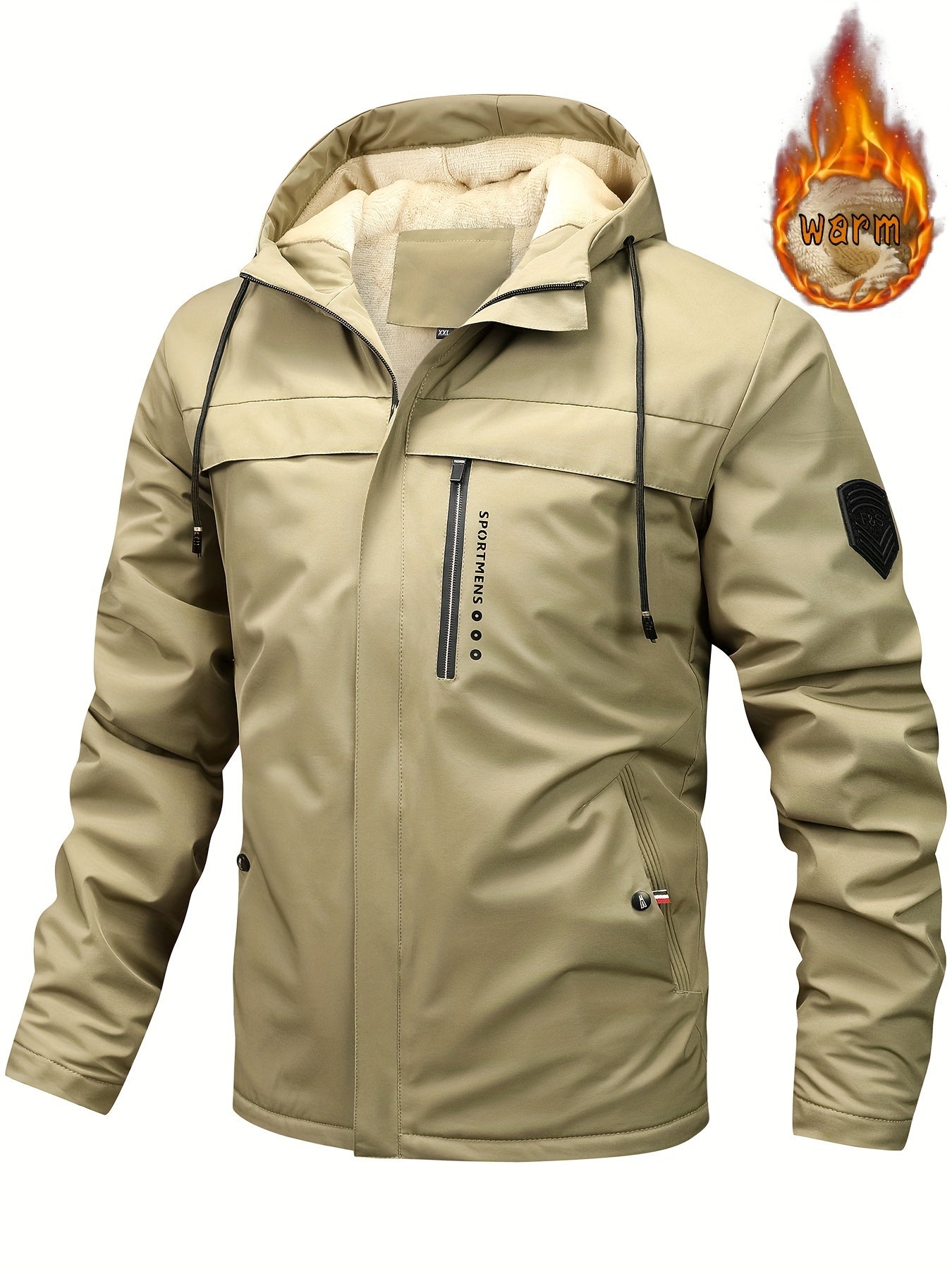 Warm Water Resistant Mens Hoodie Outdoor Coat