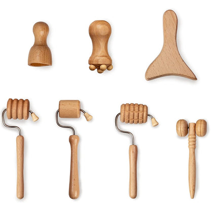 Face Massager Wooden Therapy Slimming Gua Sha Wrinkle Remover Kit