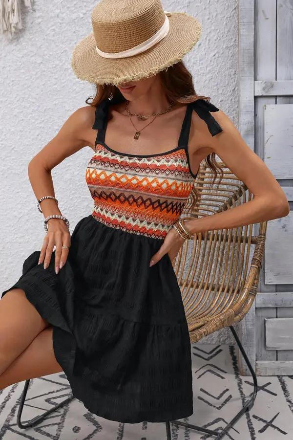 Colorful Floral Patchwork Ruffled Summer Dress