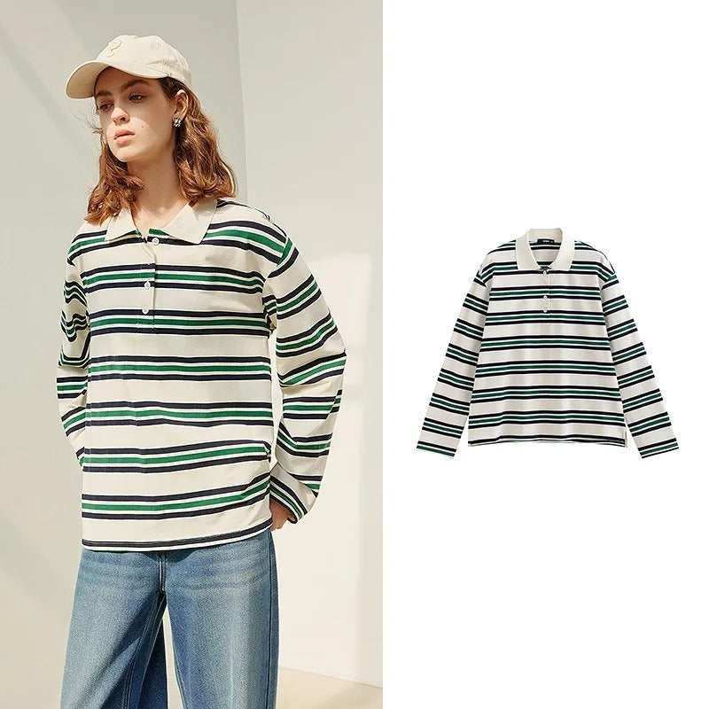 Timeless Horizontal Stripe Button Down Shirt