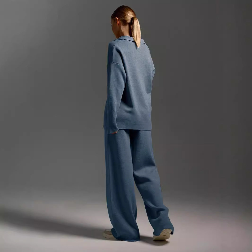 Women's Casual Cotton Sweatshirt and Straight-Leg Pants Set