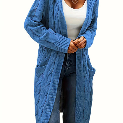 Cozy Open Front Winter Cardigan with Pockets