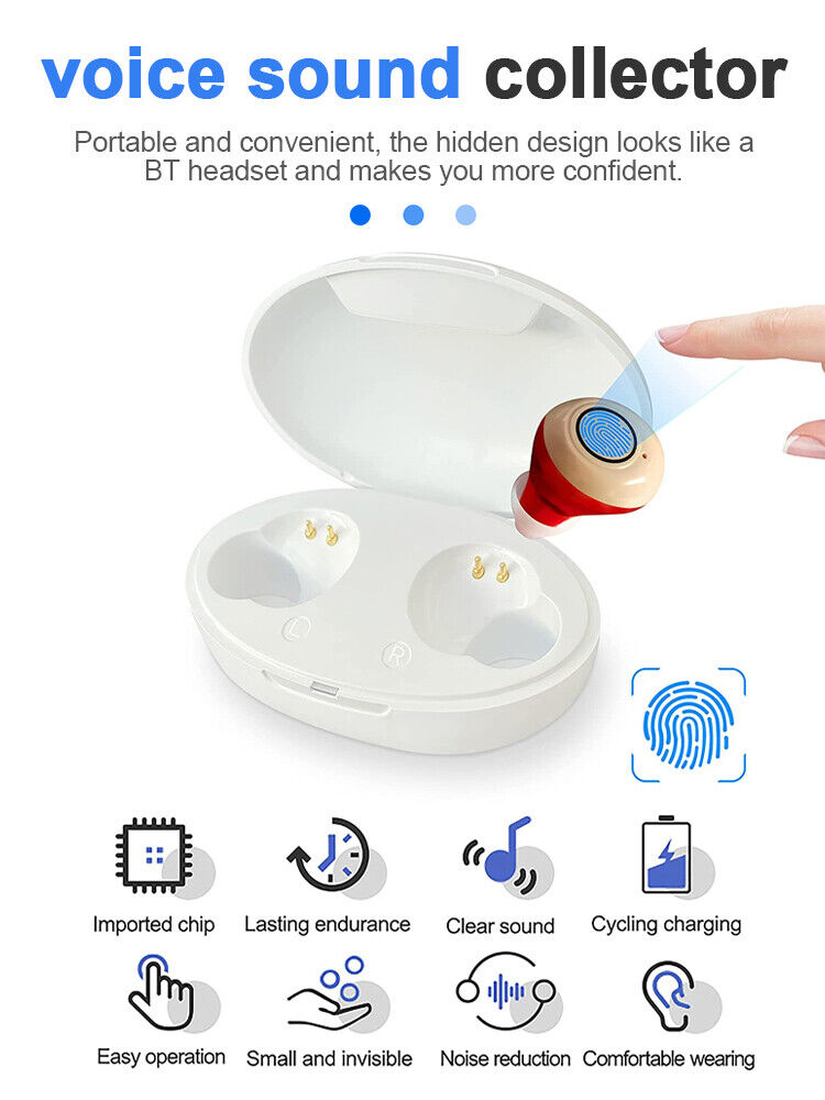 In-Ear Hearing Aids Invisible Enhancer Rechargeable Mini Sound Amplifier UK