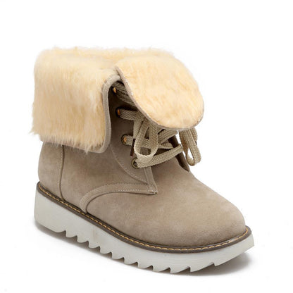 Non Slip Ankle Snow Booties Faux Fur Mid Calf Warm Boots