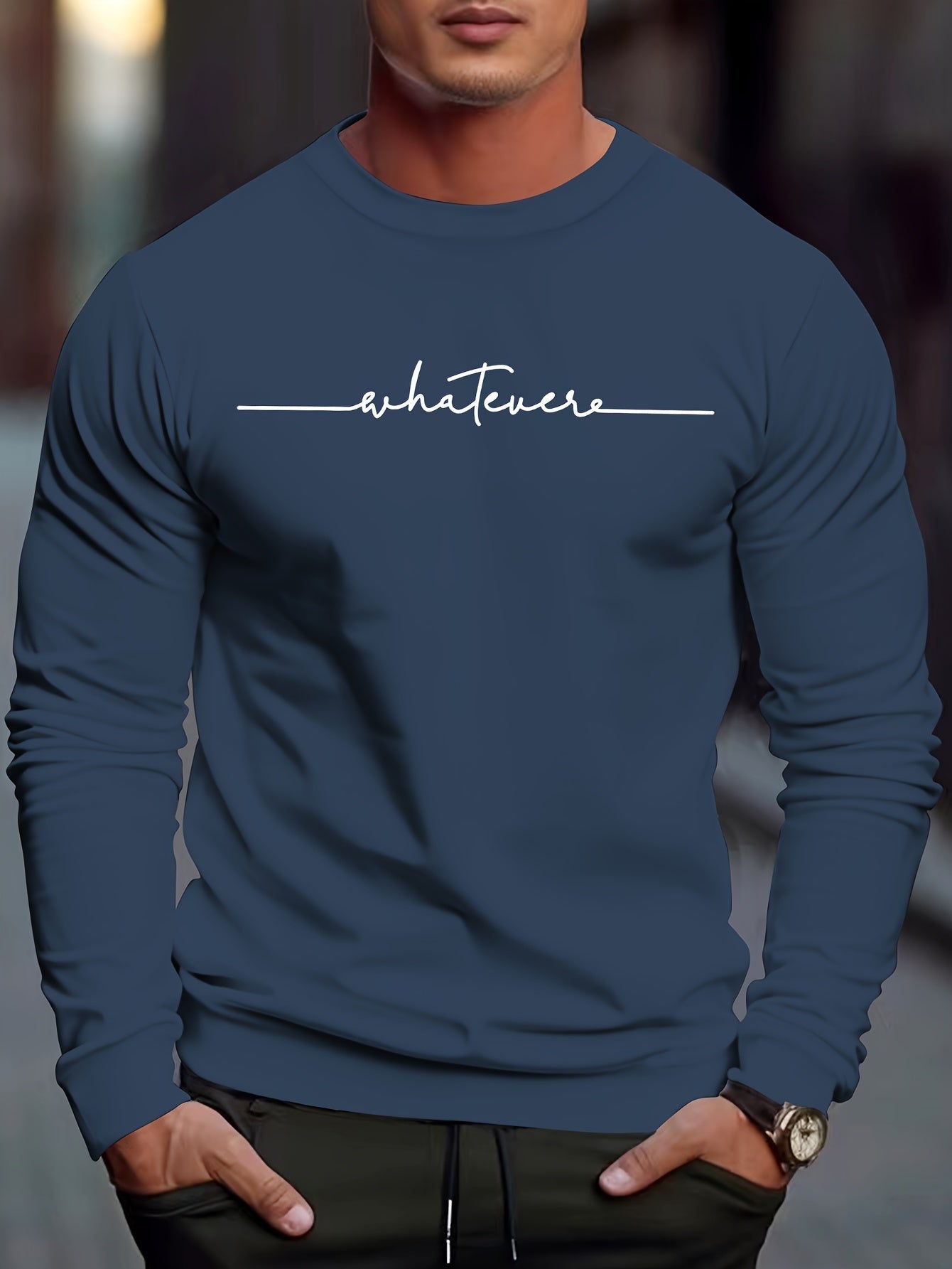 Casual Mens Sweatshirt with Humorous Graphic Design