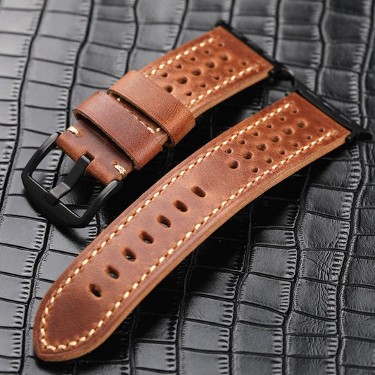 Sporty Black Leather Strap Watch - OutfitLondon