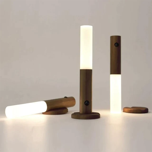 Rotatable Wooden LED Wall Lamp - Magnetic Detachable & Stepless Dimming Rechargeable Wall Light