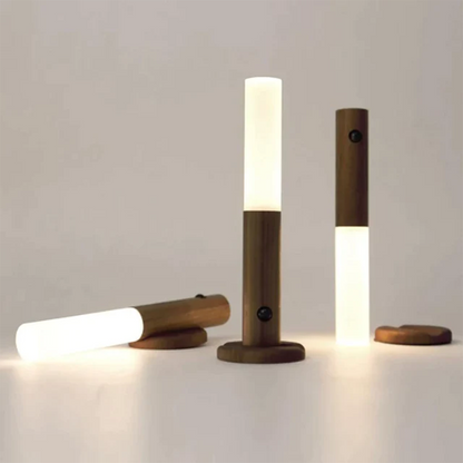 Rotatable Wooden LED Wall Lamp - Magnetic Detachable & Stepless Dimming Rechargeable Wall Light