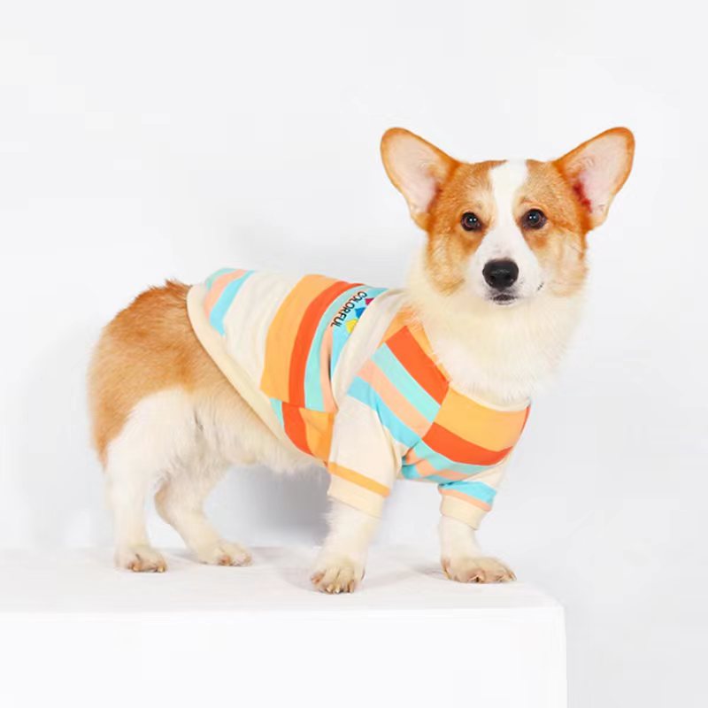 Striped T-shirt Corgi Dog Clothes