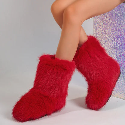 Warm Faux Fur Ankle Boots for Women