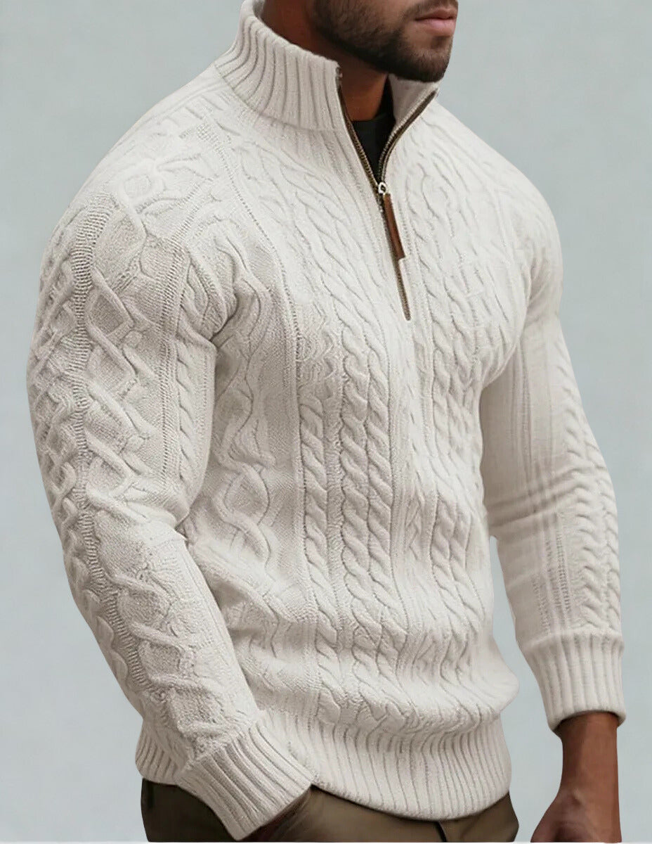 Warm Quarter Zip Knitted Sweater for Men - OutfitLondon