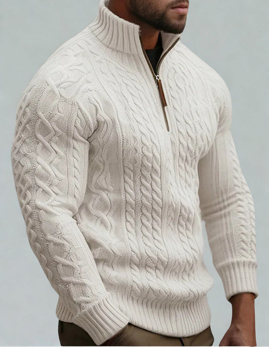 Warm Quarter Zip Knitted Sweater for Men - OutfitLondon