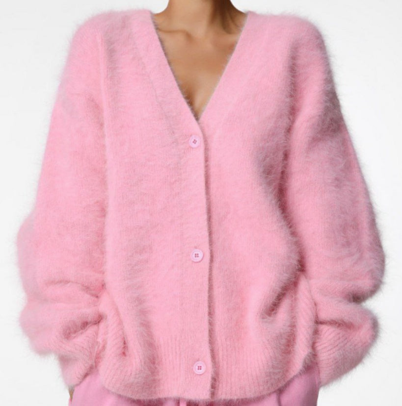 Women's Casual V-Neck Button Cotton Cardigan Sweater
