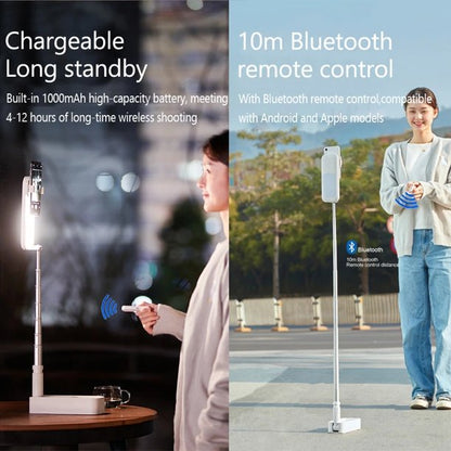 Portable Phone Holder Stand With Wireless Dimmable LED Selfie Fill Light Lamp For Live Video Fill Light Retractable Pho