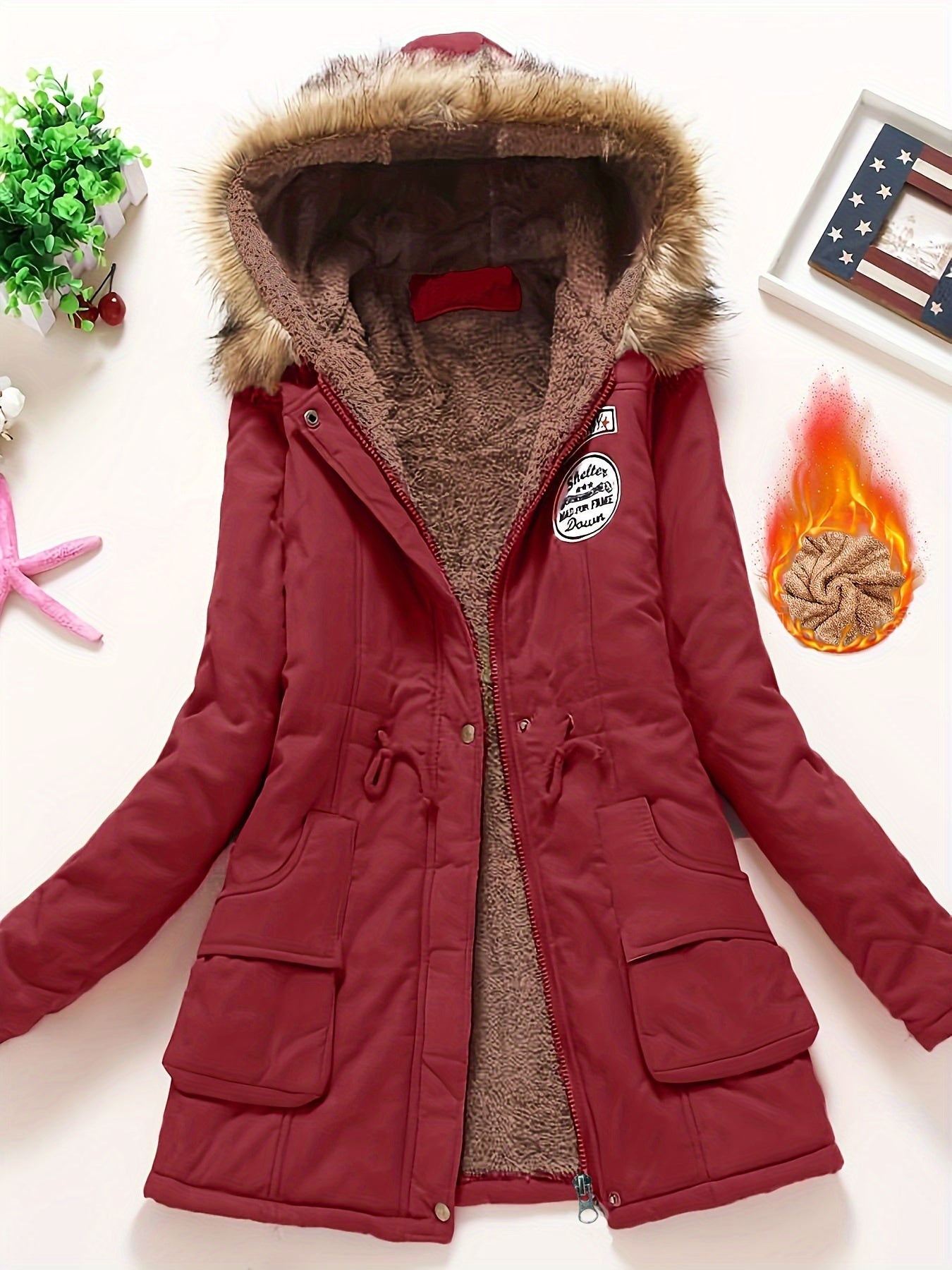 Warm Women's Rain Jacket with Hood