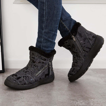 Warm Fur Lining Snow Booties Waterproof Ankle Boots