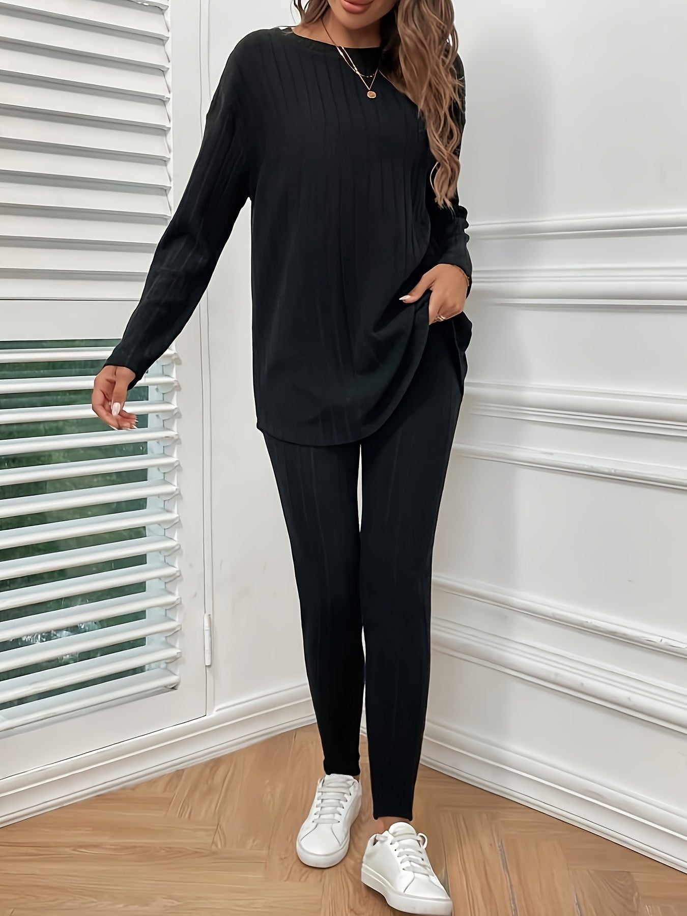 Soft Ladies 2-Piece Long Sleeve Top and Leggings Set - OutfitLondon