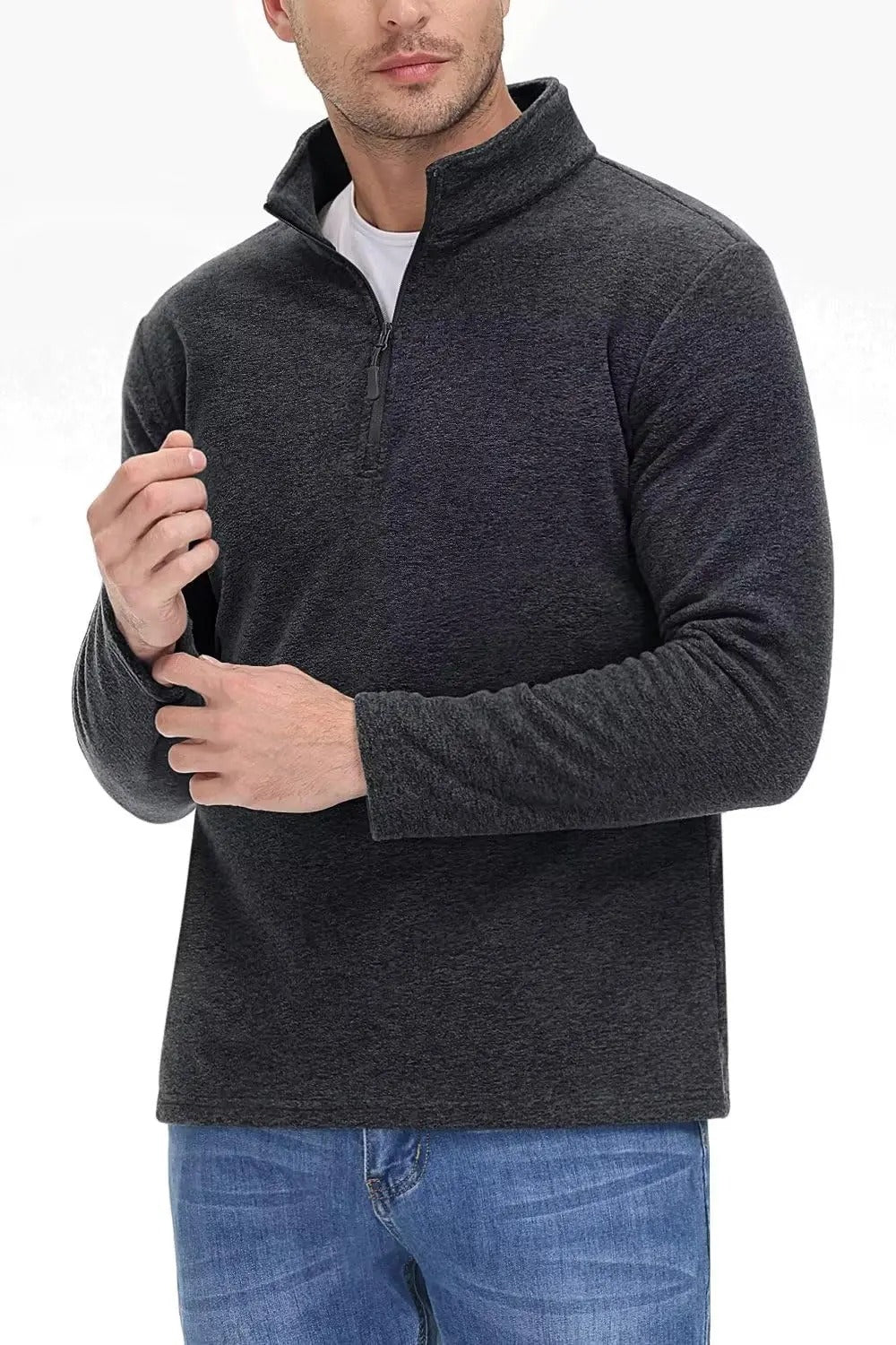 Soft Fleece Sweatshirt with Half Zip - OutfitLondon