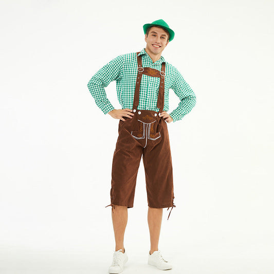 Men's Casual Embroidered Cotton Suspender Pants