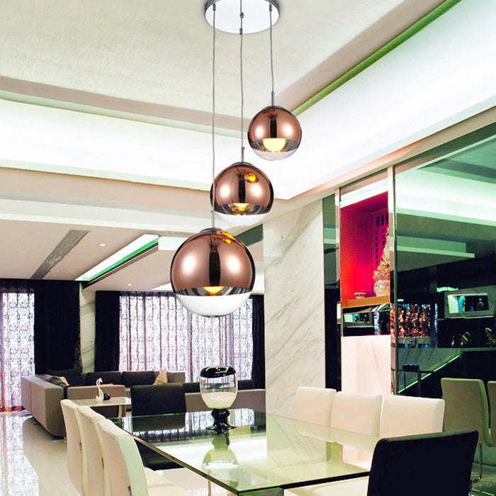 Sleek Chrome Pendant Light Crystal Ball Shade