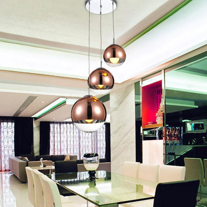 Sleek Chrome Pendant Light Crystal Ball Shade