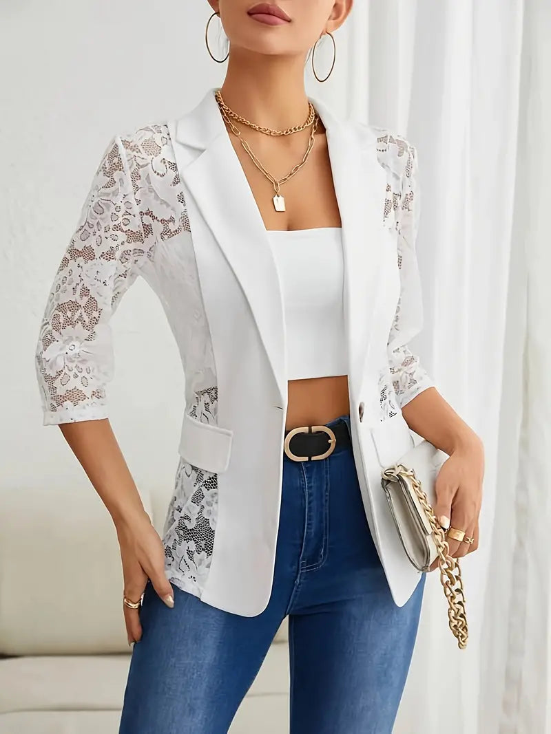 Elegant Ladies White Crochet Jacket