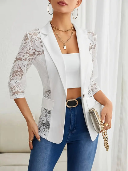 Elegant Ladies White Crochet Jacket