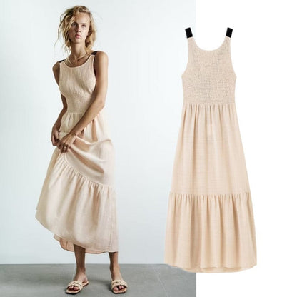 Elegant Flowy Strapless Long Dress for Women