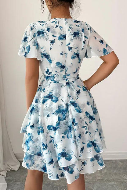 Trendy Floral Belted Summer Dress