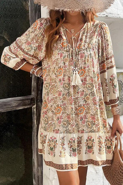 Trendy Floral V Neck Summer Dress