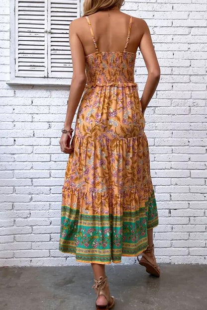 Vintage Floral Maxi Dress with Ruffles