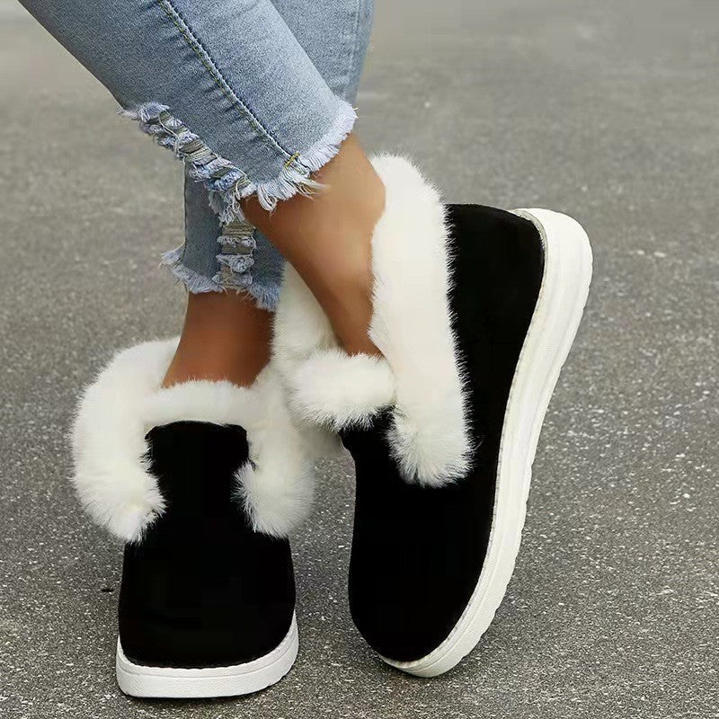 Warm Lace Up Hidden Wedge Boots Fur Lined Platform Ankle Booties