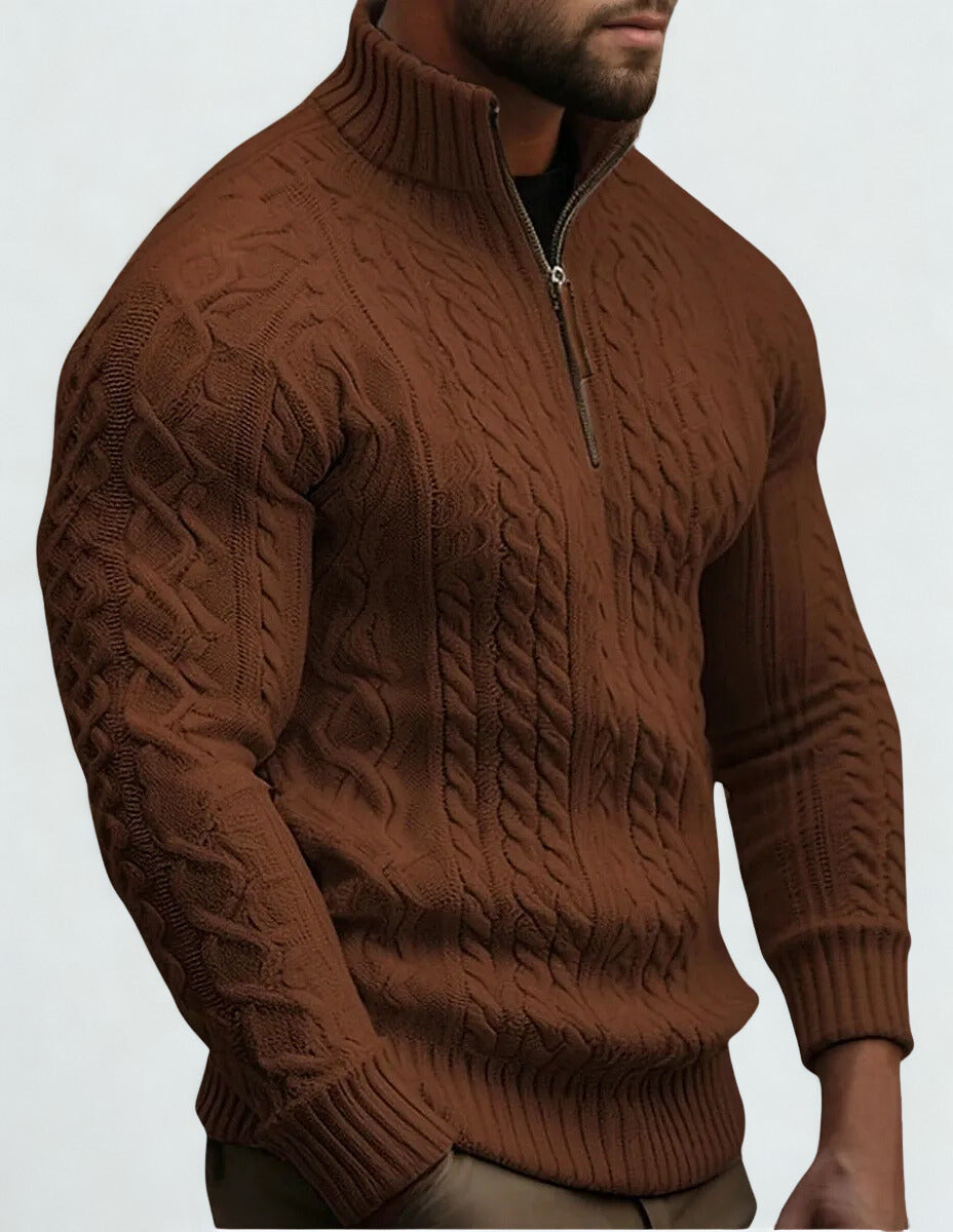 Warm Quarter Zip Knitted Sweater for Men