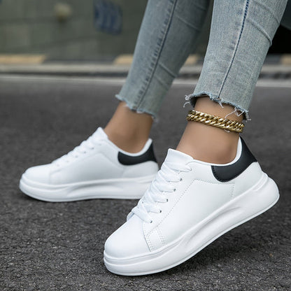 White Orthopedic Leather Sneakers for Women