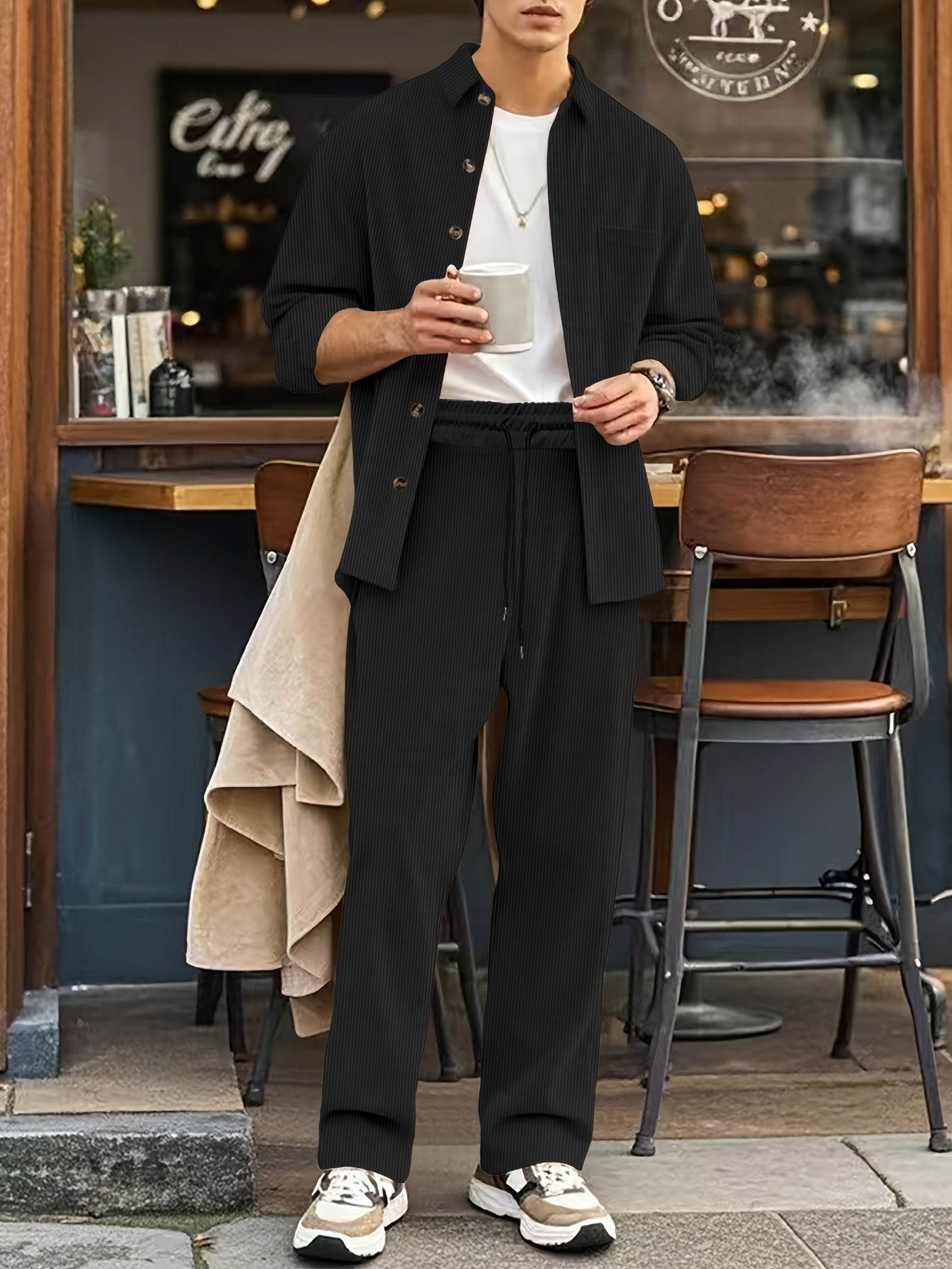 Relaxed Fit Athletic Tracksuit for Men