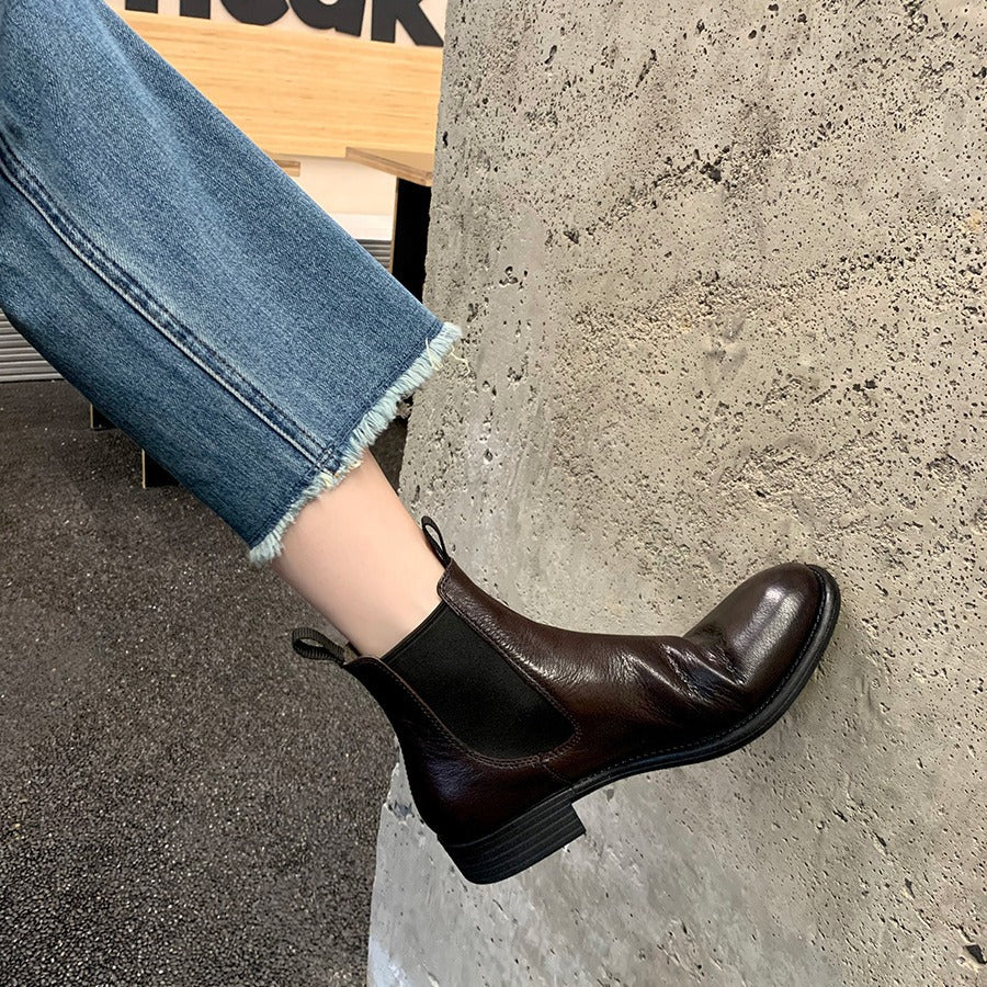 Orthopedic Women Boot Arch Support Genuine Leather AntiSlip LightWeight Basic Chelsea Boot