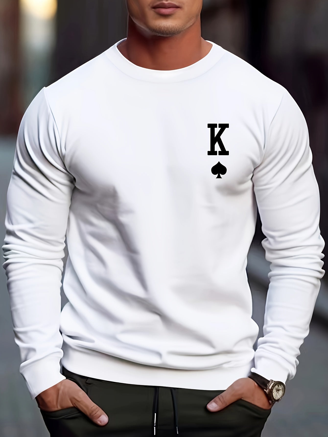 Warm Spade Print Mens Winter Hoodie