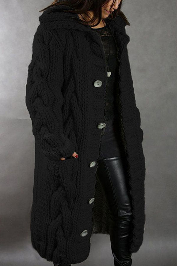 Oversized Hooded Cardigan Jacket with Pockets