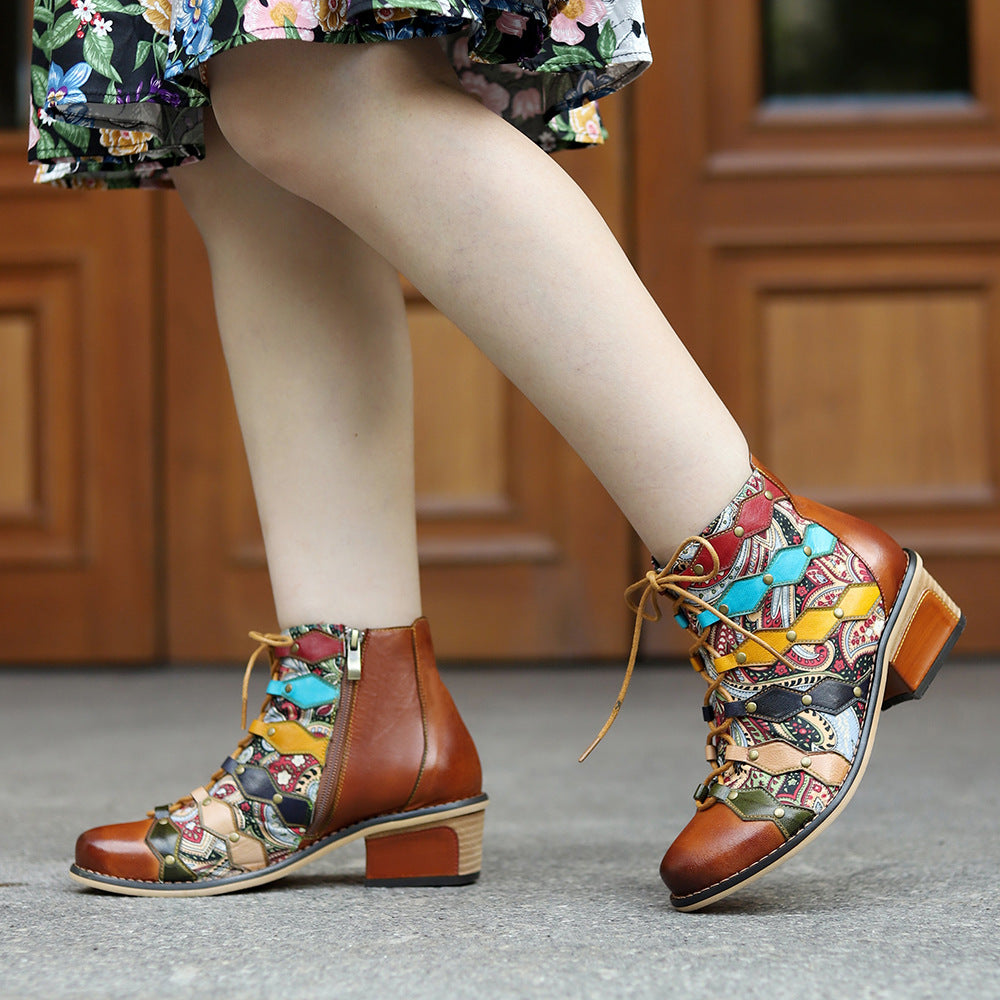Vintage Handmade Romantic Exquisite Ankle Boots