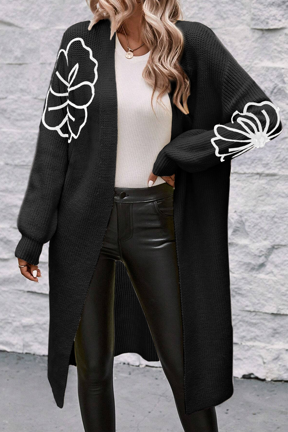 Soft Womens Open Front Floral Cardigan Sweater