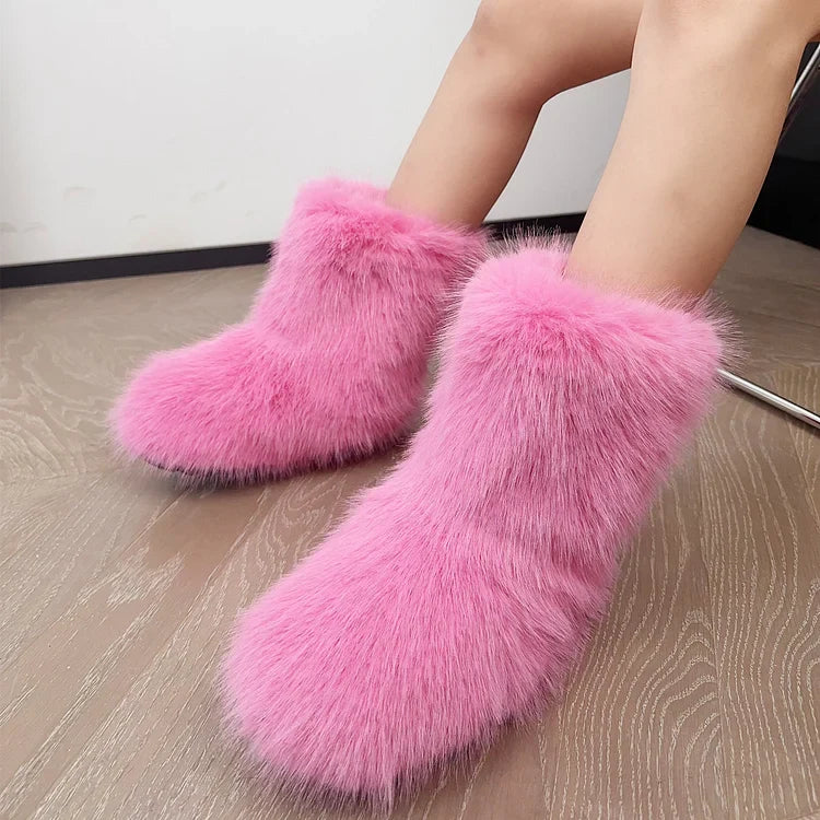 Warm Faux Fur Ankle Boots for Women