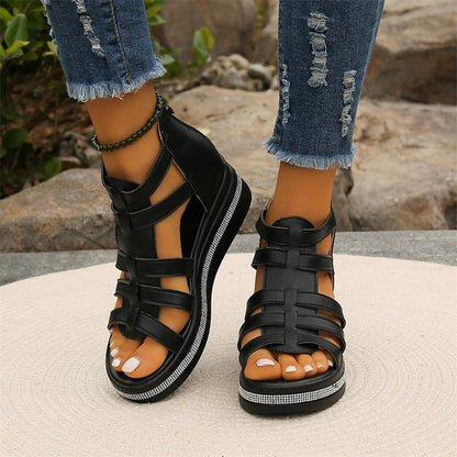 Elegant Rhinestone Wedge Sandals for Women