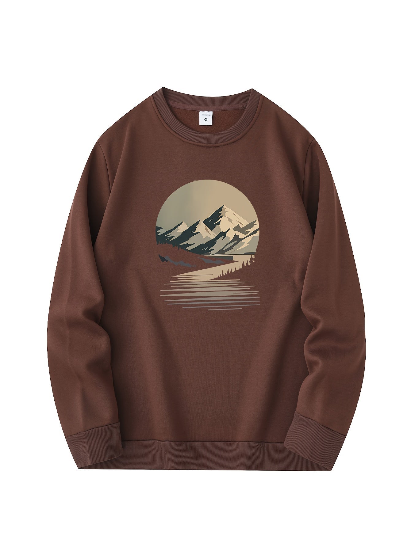 Casual Fit Mens Fleece Sweatshirt with Mountain Graphic