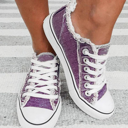 Women's Sneakers Floral Lace-up Canvas Shoes