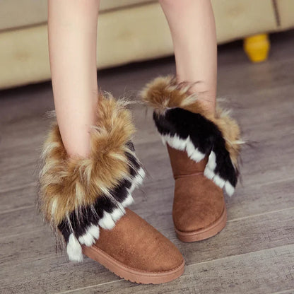 Weiche Warme Kunstpelz-Stiefeletten für Damen