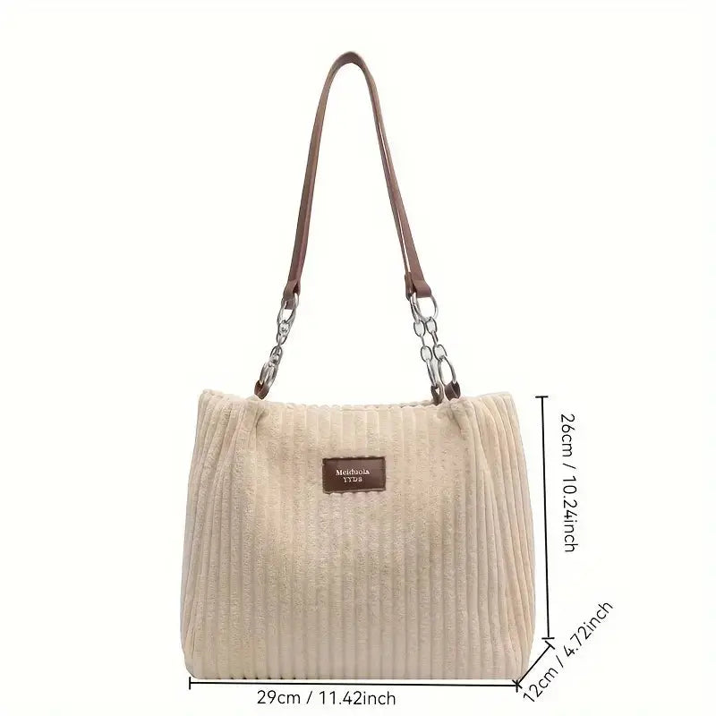 Stylish Women's Corduroy Zipper Handbag