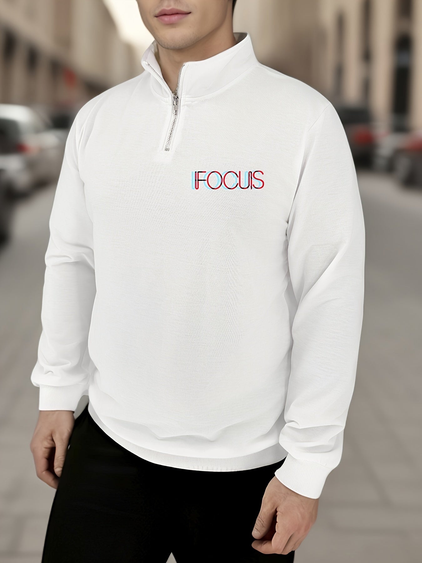 Trendy Mens Graphic Quarter Zip Sweater - OutfitLondon